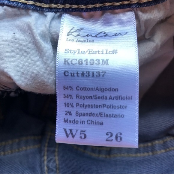 Kancan size 5 blue jeans, 5 pockets, raw hems, holes and scrapes. - Picture 8 of 9